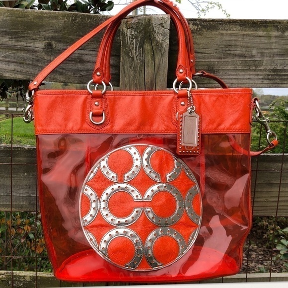 Coach 15021 Red Transparent Clear Tote Colette Bag - Picture 1 of 6